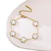 Pulseira de Trevo de Quatro Folhas Flor de Cinco Folhas Europeia e Americana Popular de Venda Quente Cruzada Joias Acessórios para Mãos Femininos de Luxo Leve Alto Padrão Populares Atacado