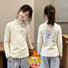 Blusa Térmica de Felpa para Niñas con Cuello Volante Otoño Invierno 2026 Nuevo Estilo para Niños Medianos y Mayores Cuello Alto Capa Base Cálida Blusa Casual