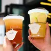Vaso de Papel Desechable para Té de Leche 500ml con Tapa Doble Laminado Caliente y Frío Universal Espesado Doble Capa Vasos de Papel Taza de Café Comercial