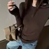 Suéter de punto con borde enrollado y cuello redondo para mujer, nuevo top básico de otoño e invierno, adelgazante, estilo europeo y americano, elegante para ir al trabajo