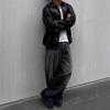Estilo París Retro Desgastado Negro Hecho a Mano Salpicadura de Tinta 2023m Jeans Baggy Recto Suelto Casual Pantalones de Pierna Ancha
