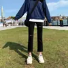 Nuevos Jeans Negros de Pierna Recta Ajustados con Abertura para Mujer Primavera 2026, Aptos para Personas Petites, Adelgazantes, Versátiles, de Cintura Alta, Estilo Cigarrillo