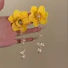 Pendientes de Flor Coloridos con Aguja de Plata Estilo Vacaciones de Verano, Pendientes de Moda de Lujo Ligero de Alta Gama, Accesorios para Orejas de Nicho para Mujeres