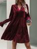 Vestido de terciopelo de color sólido de manga larga transfronterizo para mujer de otoño europeo y americano con explosiones de estaciones independientes de Amazon