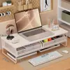 Soporte para computadora de estilo cajón con rejilla de hierro forjado, estante de almacenamiento universal para escritorio para laptops, organizador de escritorio de oficina