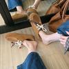 Moda Feminina Estilo Mãe Uva Couro Genuíno Estilo Birkenstock Cadarço Outdoor Aumenta Altura Biqueira Fechada Meia-Sapatilha para Mulheres, Adequada para Primavera e Outono