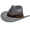 Sombrero de Vaquero Occidental Estilo Étnico, Artículo Popular de Comercio Exterior Transfronterizo, Decoración de Cabeza de Vaca, Ala Levantada, Ala Ancha, Sombrero de Fieltro Retro para Hombres y Mujeres