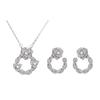 RAKOL Estilo Japonés y Coreano Estilo Fresco Creativo Pendientes de Flores Collar Set de Dos Piezas de Lujo Ligero Micro Zircón para Mujer