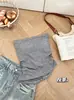 Top de Tubo Rayado Azul Marino para Chica Caliente para Mujer en Verano, Corte Ajustado, Estilo de un Hombro, Top sin Tirantes Ajustado