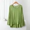 Nova Camiseta Modal de Gola Redonda de Manga Longa para Mulheres, Outono e Primavera, Solta e Emagrecedora, Tamanho Grande Casual Fina Camiseta Base