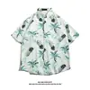 Camisa de Seda de Hielo Hawaiana para Hombre Camisa de Manga Corta de Moda para Hombre Camisa Floral de Playa de Verano Chaqueta Holgada para Pareja