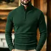 Suéter de punto liso para hombre para otoño e invierno, importado, con cuello medio alto y cremallera, talla grande, corte ajustado, suéter de capa interior de moda para hombre
