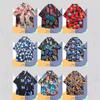 Camisa de Manga Corta Estilo Hong Kong Vintage Retro Pintura al Óleo para Hombre Tendencia Costera Camisa Floral Holgada para Pareja Guapa Chaqueta