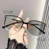 Gafas de moda fotocromáticas anti-luz azul, de lado brillante, para mujer, marco grande de alta gama, marco colorido, gafas para miopía