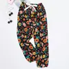 Calças de pijama de seda de algodão Calças Shrink Femininas Verão Novo Tamanho Grande Soltas Grávidas Calças Externas com Lanterna de Bolso Shrink Calças
