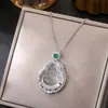 Corrente de clavícula em aço titânio estilo nacional retrô pingente de cadeado da paz de jade temperamento versátil acessórios de estilo chinês de alta qualidade