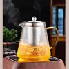 Tetera de Vidrio Resistente al Calor con Filtro de Acero Rayado, Juego de Té Kung Fu, Tetera y Tazas Espesadas a Prueba de Explosiones para Uso en Casa y para Agasajar a los Invitados