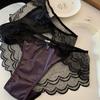 Atractivo Morado, Lujo Ligero Malla Ondulada de Satín Sin Costuras Calzones Seductores, Moño de Cintura Baja, Puro Deseo Sexy, Transpirables