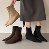 Botas Elásticas para Mujer que Aumentan la Altura, Botas Ajustadas, Nuevas Botas Elásticas de Tobillo Estilo Coreano para Otoño-Invierno, Puntiagudas, de Tacón Medio, que Envuelven la Pierna, Talla 42 para Mujer