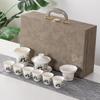Juego de té kung fu de 10 piezas de porcelana de jade mate, traje de regalo de negocios estilo chino de alta calidad, caqui Ruyi, venta al por mayor