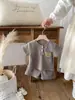 Conjunto de Shorts de Manga Corta Estilo Coreano de Verano para Niños y Niñas, Conjunto Casual Delgado de Dos Piezas de Oso Waffle para Bebés