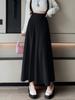 Falda de Punto Negra para Mujer, Nueva Moda Otoño 2025, Falda Larga Casual que Cubre la Cadera, Falda de Invierno Gruesa de Cintura Alta en Línea A
