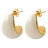 Pendientes Europeos y Americanos INS de Acero de Titanio Francés para Mujer 18K Sentido Avanzado Ámbar Moda Elegante Pendientes de Diseño de Nicho Versátiles