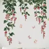Mariposas Transfronterizas Volando Alrededor de Flores Rosas Pegatinas de Pared Dormitorio Sala de Estar Entrada Pared de Fondo PVC Autoadhesivo Removible