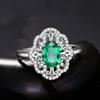 Nuevo Anillo Abierto Ovalado Hueco de Palacio Esmeralda de Alta Gama para Mujer, Joyería de Anillo Suelto Elegante y de Moda
