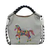 2026 Nueva Moda Transfronteriza Bolso de Mujer Estilo Japonés con Bordado de Caballo, Bolso Cruzado, Bolso de Mano, Bolso de Tela Versátil Casual