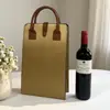 Dos Botellas de Vino Tinto Bolso de Mano Vino Doble Bolsa de Cuero Bandolera Bolsa de Vino Tinto Bolsa de Almacenamiento de Vino Caja Vacía de Regalo