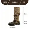 Moda elástica, diseño cómodo, botas de tacón alto hasta la rodilla 2026, estilo nuevo, botas ajustadas, botas de suela gruesa para otoño e invierno