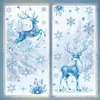 Decorações de Natal, adesivos de vidro de veado na neve de inverno quentes, arranjo de cena para vitrine de shopping, adesivos eletrostáticos de boneco de neve