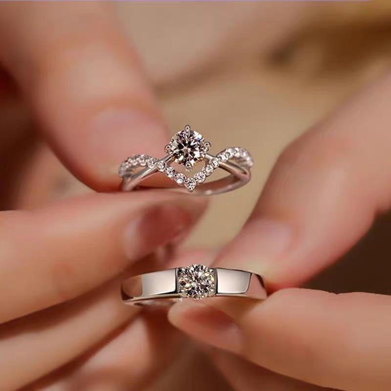 开口可调节婚礼现场结婚情侣戒指_纯白铜男戒