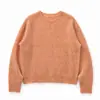 Suéter Feminino de Cashmere com Escovado de Seda Peça Única Sem Costura Gola Redonda Base de Lã Nova Roupa Feminina Malha Top para o Início do Outono