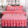 Nuevo Juego de Falda de Cama Engrosada de Cuatro Piezas para Bodas, Colcha, Funda de Edredón, Juego de Cama para Camas Individuales y Dobles, Mayoreo