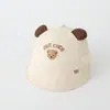 Sombrero de malla de ala ancha tipo pico de pato para niños, sombrero de verano nuevo para bebé, sombrero de pescador de ala media con estampado de dibujos animados lindos para niños
