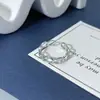 2025 Nuevo Popular Anillos Entrelazados de Plata de Ley S925 Estilo Lujo Ligero Ins Anillo Oval Hueco Abierto Ajustable