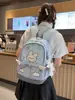 Mochila Pequeña Blanca Leche con Lunares de Durazno y Conejito para Niñas Lindas, Ligera para Vacaciones y Viajes de Estudio