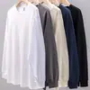 Estilo Outono e Primavera 260g Camiseta de Manga Longa Masculina e Feminina Algodão de Xinjiang Pesado Cor Sólida Gola Redonda Dupla Costura Moletom Camiseta de Segunda Pele