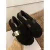 Primer Encuentro Temporada Negro Retro Peludo Zapatos Birkenstock para Mujer Perezosos Slip-on Planos Zapatos Individuales Zapatos de Algodón con Terciopelo