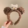 Diadema de Felpa con Estampado de Leopardo Rosa y Moño de Gatito para Mujer, Diadema Linda Versátil para Lavarse la Cara, Pasador, Tocado de Corona Alta