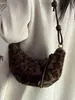 Bolso de Felpa con Estampado de Leopardo Nuevo 2025, Bolso de Hombro de Moda, Bolso Cruzado para el Trabajo, Bolso Croissant Elegante y Relajado, Bolso de Axila