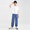 Pantalones Cargo Casuales para Niños, Pantalones Jogger de Pierna Ancha de Seda de Hielo para Verano de Niños, Pantalones Paracaídas Deportivos para Estudiantes de Niños Grandes
