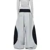 Comercio Transfronterizo Patchwork Jazz Hip-Hop Retro Pantalones Deportivos de Dos Piezas Falsas para Hombre Estilo Americano Doble Cintura Rayados de Pierna Ancha para Mujer