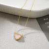 Collar con colgante de triángulo de cobre y circonita de estilo coreano con piedra natural para mujer, elegante y de moda, con cadena de clavícula.