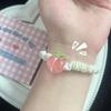 Bonito Bow Hair Loop Girl Heart Cream Hair Rope Cyber Celebrity ins Style Pequeno Elástico Doce Rosa Pequena Capa de Couro para Mulheres