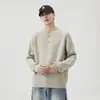 Suéter simples de outono e inverno com gola Henley para homens, novo e moderno 2026, versátil, casual, de malha, pulôver de corte solto
