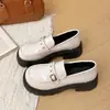 Mocasines Retro de Suela Gruesa para Mujer, Zapatos de Cuero Slip-on Estilo Británico, Nuevos Zapatos de Tacón Grueso Versátiles para Viajar
