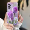 Aplicable para Funda de Teléfono Samsung S25 Ultra A57 Cubierta Protectora S24 Tulipán Morado TPU Suave S26 PLUS Flores